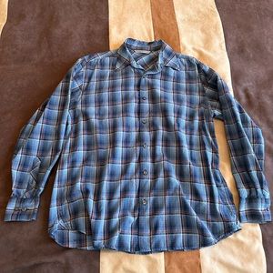 Tommy Bahama Silk men’s long sleeve shirt large blue plaid